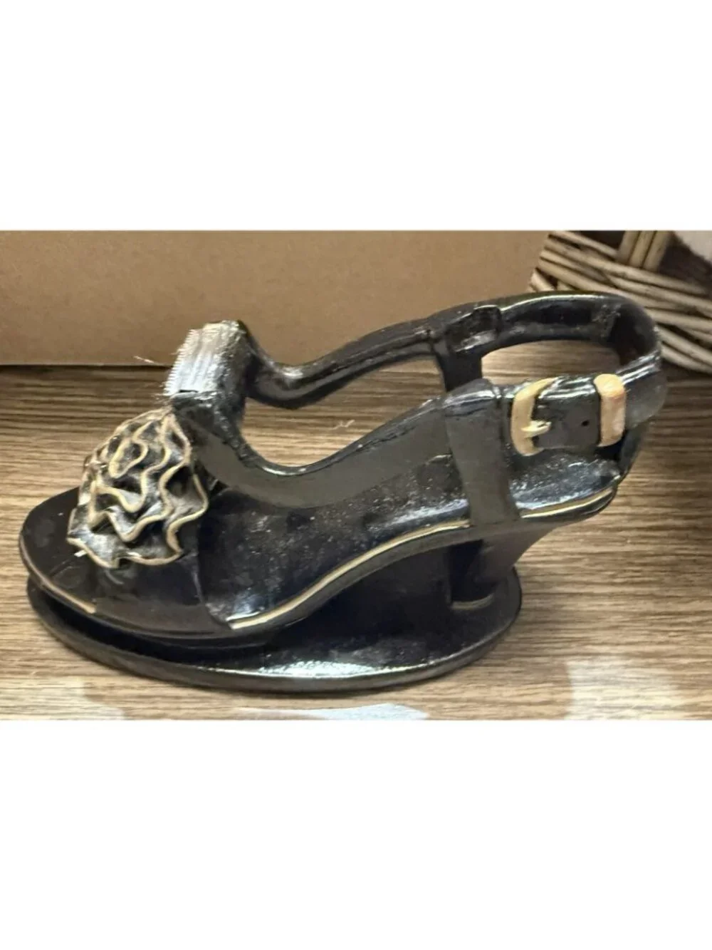High Heel Black Shoe Tape Dispenser Whimsical Desk Top Decor 6” X 3”